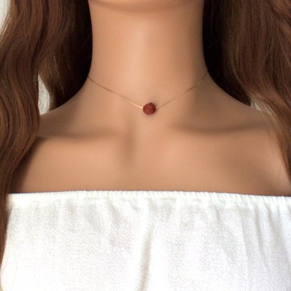 Red Jasper choker necklace 14k gold filled - Root Chakra , crystal healing - Picture 1 of 9